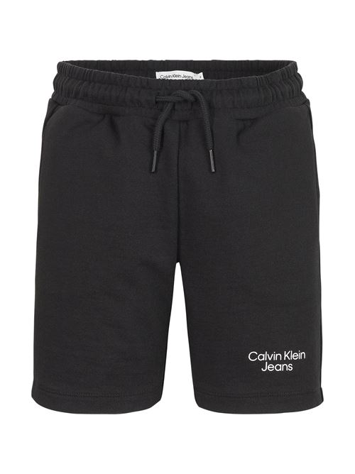 STACKED LOGO RELAXED SHORTS CALVIN KLEIN JEANS | IB0IB01180/BEH
